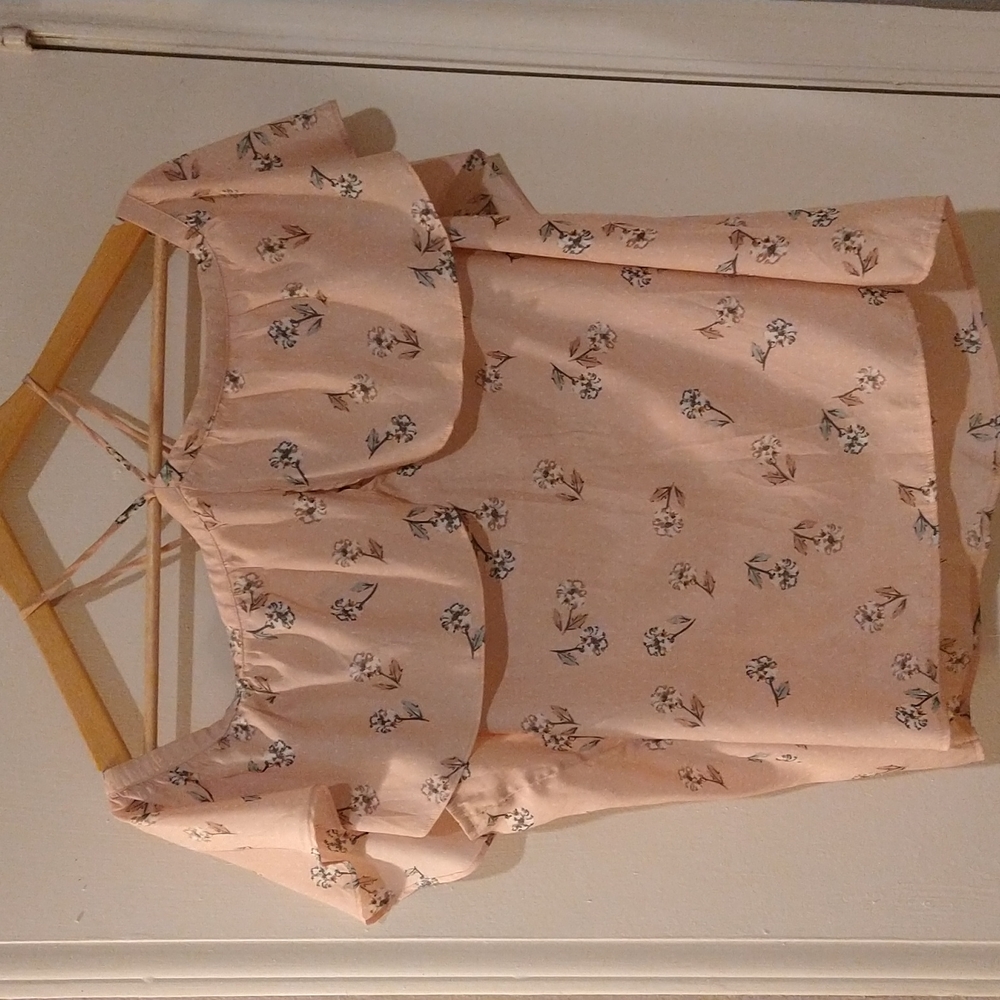Express Pink Floral  Ruffle Halter OTS Top